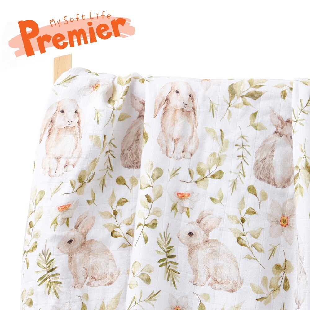 Premium bamboo cotton muslin baby swaddle wrap / blanket