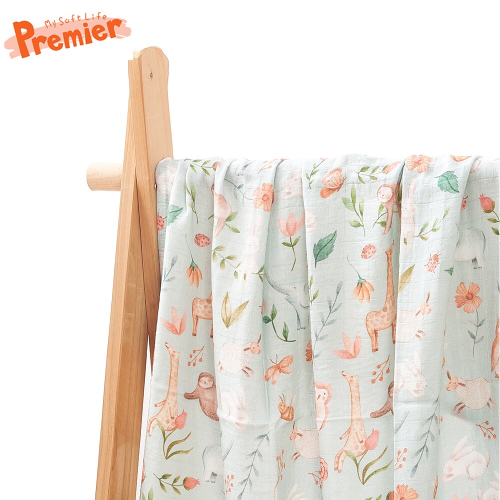 Premium bamboo cotton muslin baby swaddle wrap / blanket