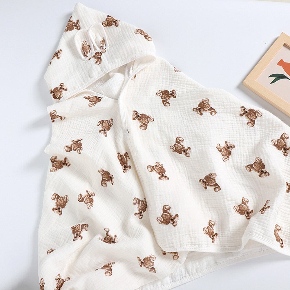 Luxurious 100% cotton muslin hooded kids towel